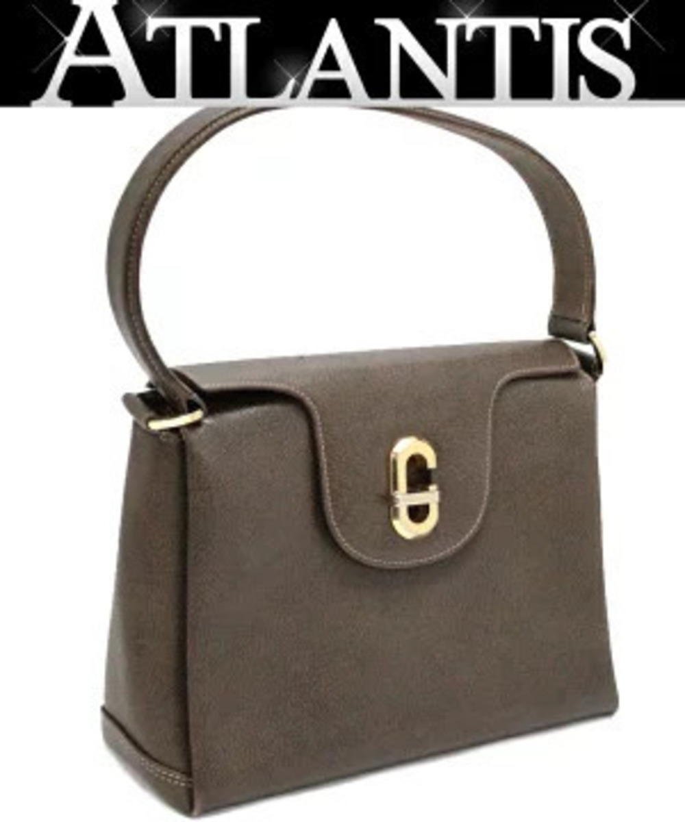 Gucci brown leather top handle bag interlocking G turnlock